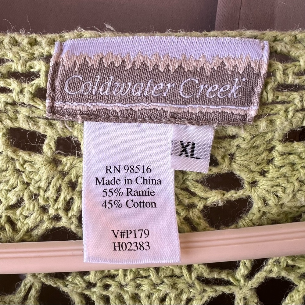 Coldwater Creek Leafy Green Lace Cardigan - Picture 3 of 5